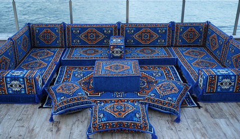 Floor Sofa Set, U Shaped Arabic Majlis, Oriental Sofa Set, Moroccan Sofa Set