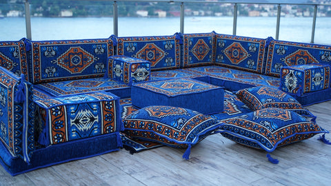 Floor Sofa Set, U Shaped Arabic Majlis, Oriental Sofa Set, Moroccan Sofa Set