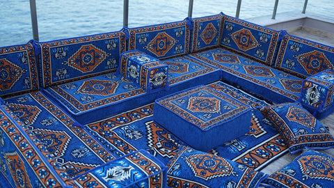 Floor Sofa Set, U Shaped Arabic Majlis, Oriental Sofa Set, Moroccan Sofa Set