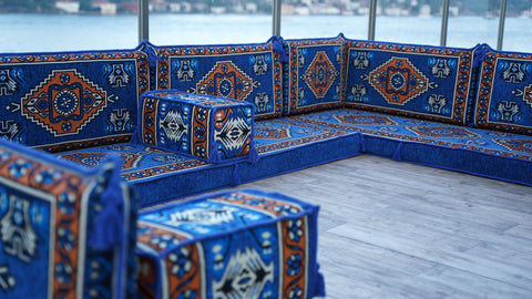 Floor Sofa Set, U Shaped Arabic Majlis, Oriental Sofa Set, Moroccan Sofa Set