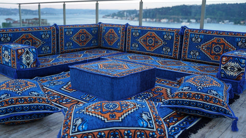 8 Thickness L Shape Sofa, Arabic Sofa, Turkish Floor Seating Set, Arabic Majlis Set