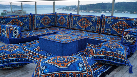 L Shaped Arabic Sofa, Turkish Floor Seating Set, Arabic Majlis Set