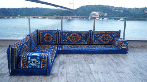 L Shaped Arabic Sofa, Turkish Floor Seating Set, Arabic Majlis Set