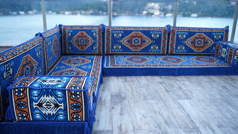 L Shaped Arabic Sofa, Turkish Floor Seating Set, Arabic Majlis Set