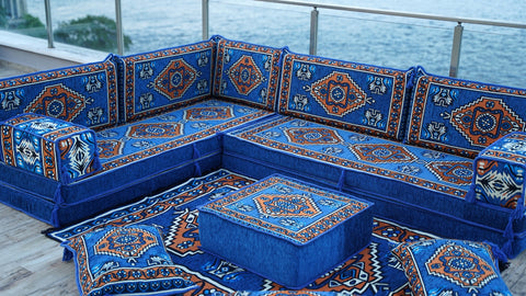 L Shaped Arabic Sofa, Turkish Floor Seating Set, Arabic Majlis Set