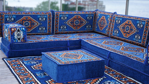 L Shaped Arabic Sofa, Turkish Floor Seating Set, Arabic Majlis Set