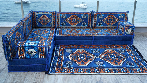 L Shaped Arabic Sofa, Turkish Floor Seating Set, Arabic Majlis Set