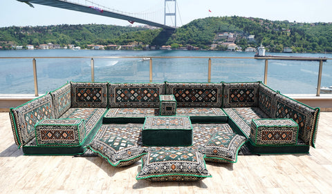 8 Thickness U Sofa Set, Arabic Sofa, Moroccan Sofa Seating Set, Floor Sofa Set