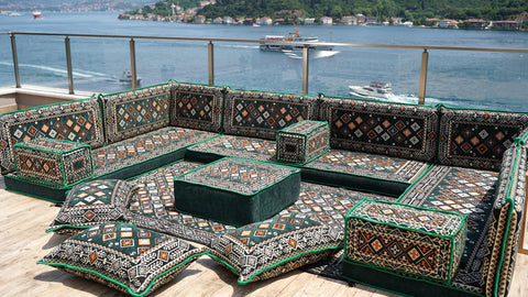 U Shaped Arabic Sofa, Moroccan Sofa Seating Set, Floor Sofa Set