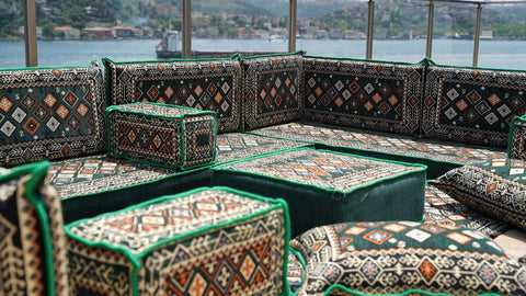 8 Thickness U Sofa Set, Arabic Sofa, Moroccan Sofa Seating Set, Floor Sofa Set