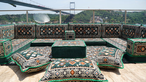 U Shaped Arabic Sofa, Moroccan Sofa Seating Set, Floor Sofa Set