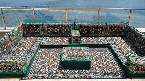 8 Thickness U Sofa Set, Arabic Sofa, Moroccan Sofa Seating Set, Floor Sofa Set