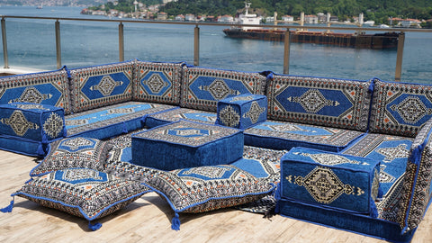 U Shaped Floor Cushions, Moroccan Sofa Set, Arabic Jalsa Seating