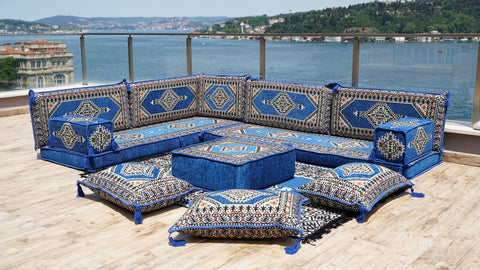 Moroccan Sofa, L Shaped Floor Sofa, Turkish Sitting Pillows