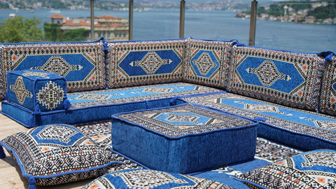 Moroccan Sofa, L Shaped Floor Sofa, Turkish Sitting Pillows