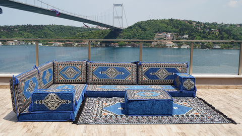 Moroccan Sofa, L Shaped Floor Sofa, Turkish Sitting Pillows