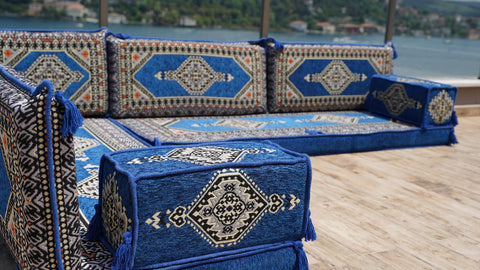 Moroccan Sofa, L Shaped Floor Sofa, Turkish Sitting Pillows