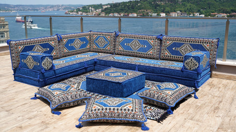 Moroccan Sofa, L Shaped Floor Sofa, Turkish Sitting Pillows