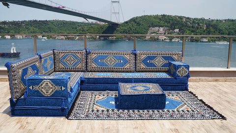 Moroccan Sofa, L Shaped Floor Sofa, Turkish Sitting Pillows