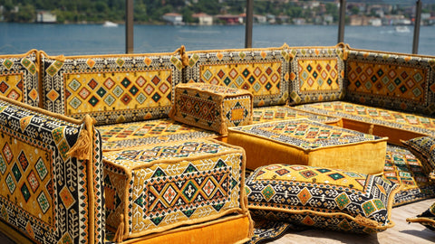 U Shaped Handmade Arabic Sofa, Moroccan Sofa, Floor Seating Set