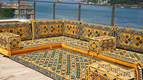 8 Thickness U Sofa Set, Handmade Arabic Sofa, Moroccan Sofa, Floor Seating Set