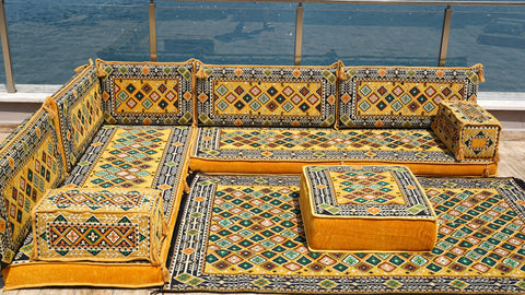 L Shaped Floor Sofa, Turkish Seating Cushions, Arabic Sofa Set