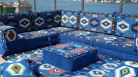 L Shaped Moroccan Sofa, Floor Seating Set, Arabic Jalsa Set