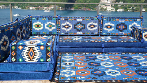 L Shaped Moroccan Sofa, Floor Seating Set, Arabic Jalsa Set