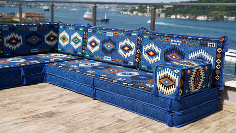 L Shaped Moroccan Sofa, Floor Seating Set, Arabic Jalsa Set