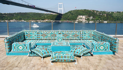 8 Thickness U Sofa Set, Floor Seating Set, Arabic Jalsa, Moroccan Sofa Set