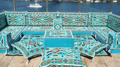 8 Thickness U Sofa Set, Floor Seating Set, Arabic Jalsa, Moroccan Sofa Set