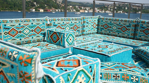 8 Thickness U Sofa Set, Floor Seating Set, Arabic Jalsa, Moroccan Sofa Set