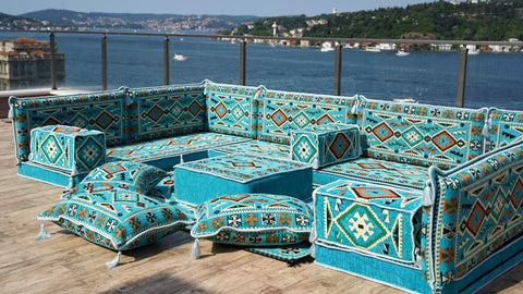 8 Thickness U Sofa Set, Floor Seating Set, Arabic Jalsa, Moroccan Sofa Set