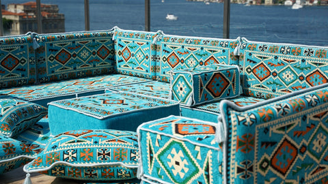 8 Thickness U Sofa Set, Floor Seating Set, Arabic Jalsa, Moroccan Sofa Set