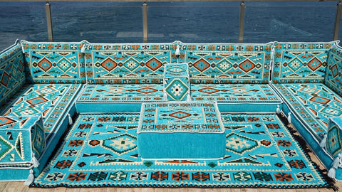 8 Thickness U Sofa Set, Floor Seating Set, Arabic Jalsa, Moroccan Sofa Set