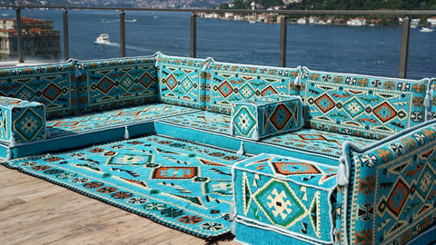 8 Thickness U Sofa Set, Floor Seating Set, Arabic Jalsa, Moroccan Sofa Set