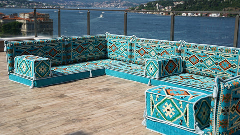 8 Thickness U Sofa Set, Floor Seating Set, Arabic Jalsa, Moroccan Sofa Set