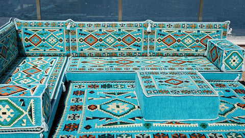 L Shaped Moroccan Sofa, Majlis Sofa, Floor Cushions Set