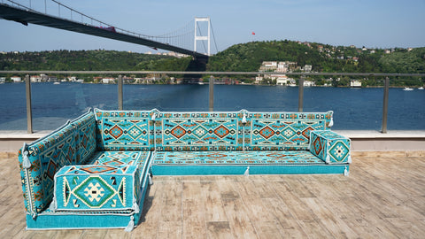 L Shaped Moroccan Sofa, Majlis Sofa, Floor Cushions Set
