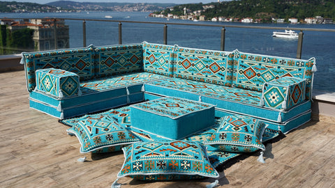 L Shaped Moroccan Sofa, Majlis Sofa, Floor Cushions Set