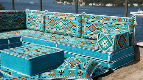L Shaped Moroccan Sofa, Majlis Sofa, Floor Cushions Set