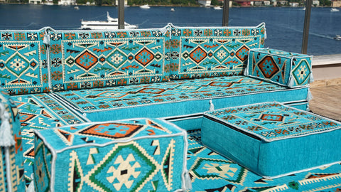 L Shaped Moroccan Sofa, Majlis Sofa, Floor Cushions Set