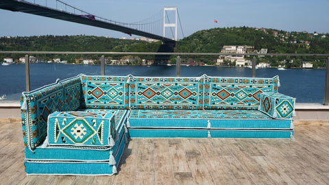 L Shaped Moroccan Sofa, Majlis Sofa, Floor Cushions Set
