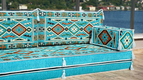 Loveseat Sofa, Arabic Majlis Seating, Floor Cushions