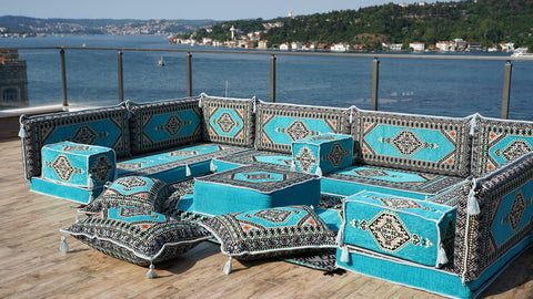 8 Thickness U Sofa Set, Turkish Floor Seating Set, Moroccan Sofa Set, Arabic Jalsa