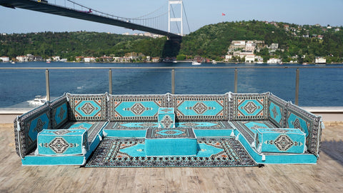 8 Thickness U Sofa Set, Turkish Floor Seating Set, Moroccan Sofa Set, Arabic Jalsa