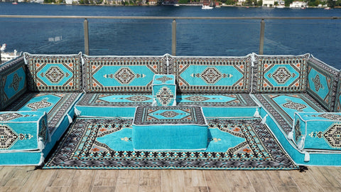 8 Thickness U Sofa Set, Turkish Floor Seating Set, Moroccan Sofa Set, Arabic Jalsa