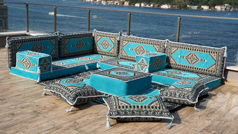 L Shaped Floor Sofa, Floor Seating Set, Arabic Majlis Sofa