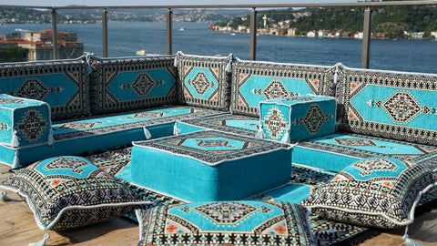 L Shaped Floor Sofa, Floor Seating Set, Arabic Majlis Sofa