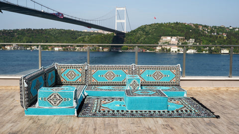 L Shaped Floor Sofa, Floor Seating Set, Arabic Majlis Sofa
